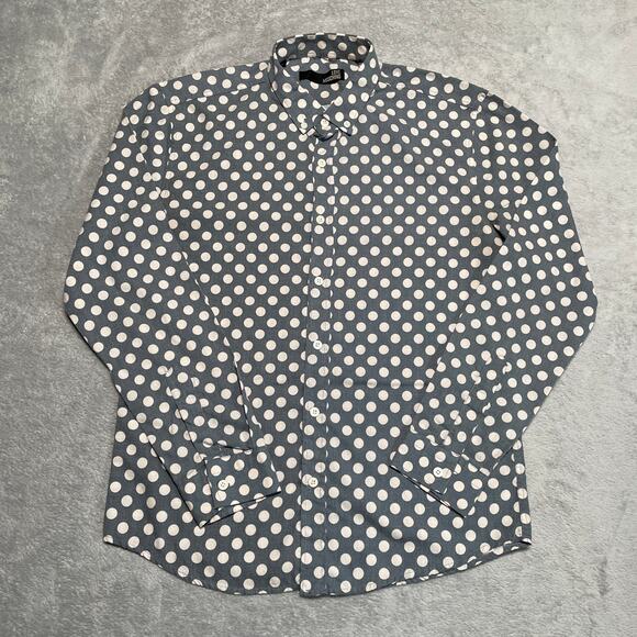 Love Moschino Shirt Large Grey Polka Dot All Over Bold Statement Retro Party Mod - Picture 1 of 8